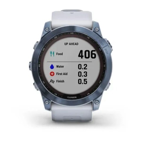 Смарт-годинник Garmin fenix 7X Sapphire Solar мінерально-синій титановий DLC з ремінцем кольору білого каменю