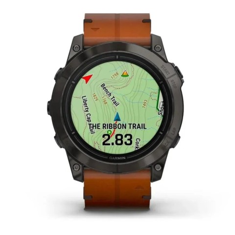 Смарт-часы Garmin epix Pro Gen 2 Sapphire Edition (51 мм) карбоново-серые титановые DLC с каштановым кожаным ремешком