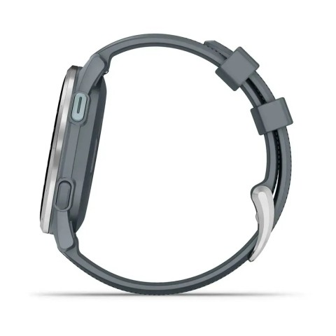 Смарт-годинник Garmin Approach S44 зі сріблястим алюмінієвим безелем та сірим ремінцем