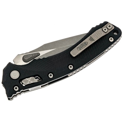 Ніж Microtech Amphibian Ram-Lock, клинок Apoc Fluted, чорне руків'я G10