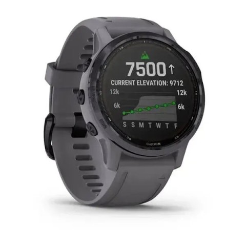 Смарт-часы Garmin fenix 6S Pro Solar Edition аметистово-стальные с серым замшевым ремешком