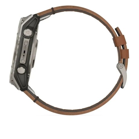 Смарт-часы Garmin fenix 8 AMOLED (51 мм) Sapphire титановый с каштановым кожаным ремешком