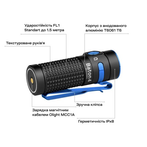 Ліхтар Olight Baton 4 Premium Black