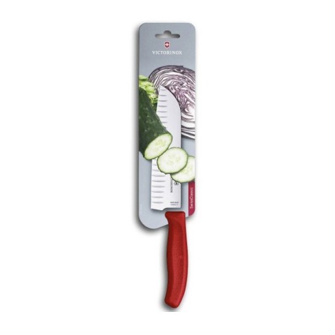 Кухонний ніж Victorinox SwissClassic Santoku лезо 17см ріфл. з черв. ручкою (блістер)