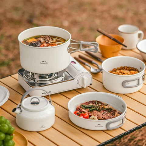 Сковорідка зі складаною ручкою Naturehike CNK2450CF013, 17,5 см, алюміній, біла