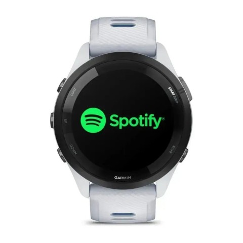 Смарт-годинник Garmin Forerunner 265 з чорним безелем, білим корпусом та білим/синім силіконовим ремінцем