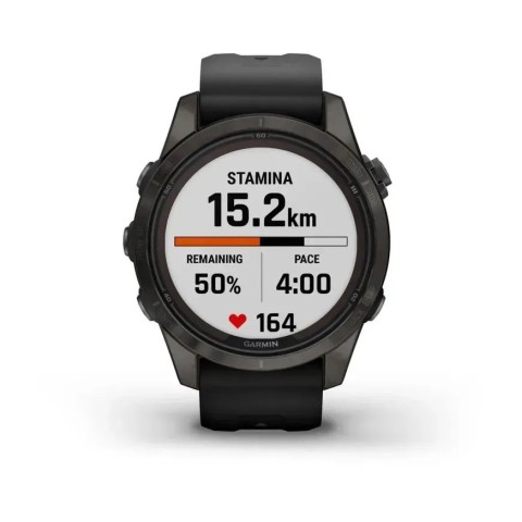 Смарт-годинник Garmin fenix 7S Pro Sapphire Solar Edition карбоново-сірий титановий DLC з чорним ремінцем