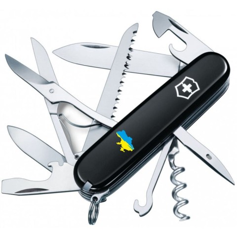 Ніж Victorinox Huntsman Ukraine 91мм,15функ,чорн ,Мапа України син-жовт.