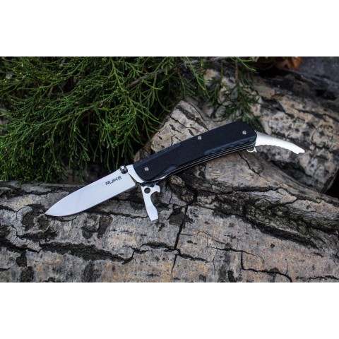Багатофункціональний ніж Ruike Trekker LD21-B, (8.5 см) 12C27 / G10 чорний, 12 інстр.