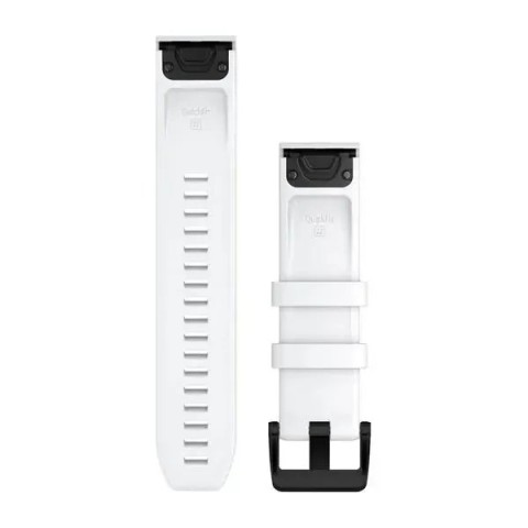 Ремінці для годинника Garmin QuickFit 22 силіконові, білі з чорною сталевою фурнітурою