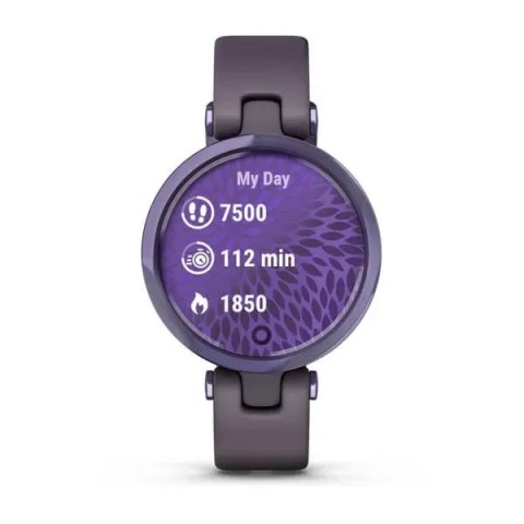 Смарт-годинник Garmin Lily Sport з фіолетовим безелем, насичено-фіолетовим корпусом і силіконовим ремінцем