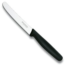 Нож кухонный Victorinox Standart 11 см, серрейтор, скругленный, чёрный