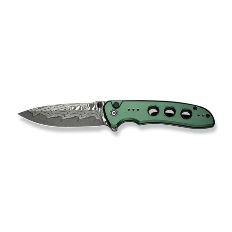 Ніж складаний туристичний Civivi Hyperpulse, (8.9 см) Damascus / Aluminum темно-зелений