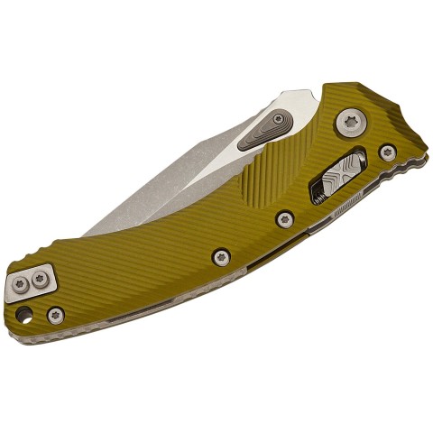 Нож Microtech Amphibian Ram-Lok, клинок полусерр. Apoc Fluted,  рукоять G10 OD Green