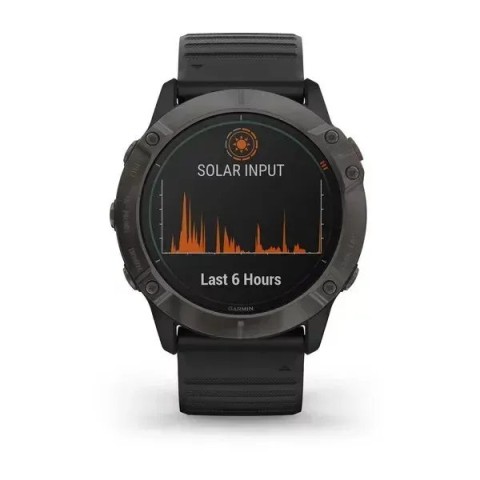 Смарт-часы Garmin fenix 6X Pro Solar титановые серые DLC с черным ремешком