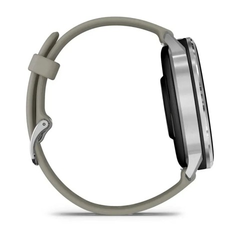 Смарт-часы Garmin Venu 4 (45 мм) серебристый с серебристо-серым силиконовым ремешком