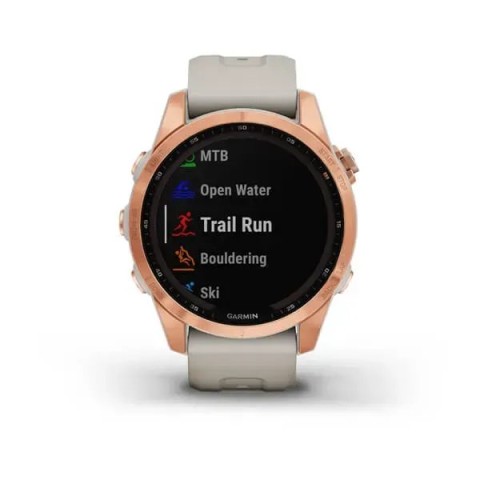 Смарт-годинник Garmin fenix 7S Solar рожево-золотистий зі світло-пісочним ремінцем