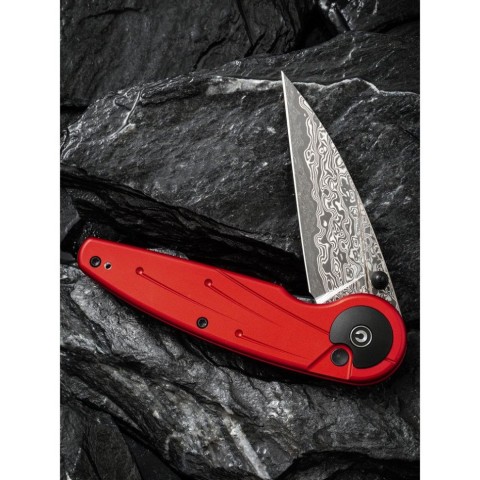 Ніж складаний туристичний Civivi Starflare, (8.4 см) Damascus / Aluminum червоний