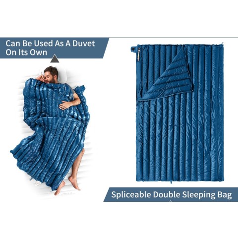 Спальний мішок з натуральним пухом Naturehike CWM295 CNK2300SD013, блакитний