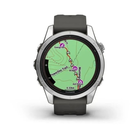 Смарт-годинник Garmin fenix 7S Pro Solar Edition сріблястий з ремінцем графітового кольору