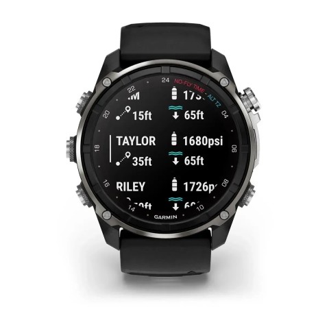 Смарт-годинник Garmin Descent Mk3i (51 мм) сріблясто-чорний PVD титановий з чорно/сірим силіконовим ремінцем