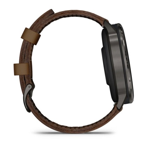 Спортивний годинник Garmin Venu 4 45 мм Slate Black із чорним силіконовим та Brown коричневим шкіряним ремінцями 010-03014-03