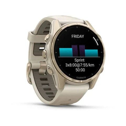 Смарт-годинник Garmin fenix 8 AMOLED (43 мм) Sapphire золотистий/туманно-сірий пісочний