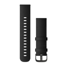 Быстросменные ремешки для смарт-часов Garmin (22мм) кожаные черные с грифельной фурнитурой