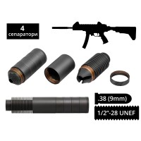 AFTactical S44-NF60 2в1 пбс+пламегас з радіатором 4 сепаратора .38 (9мм) 1/2x28 AKDAS SA-9HP