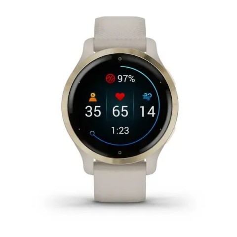 Смарт-годинник Garmin Venu 2S світло-пісочний із золотистим безелем