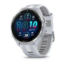 Смарт-годинник Garmin Forerunner 965 з титановим безелем, білим корпусом та білим/сірим силіконовим ремінцем
