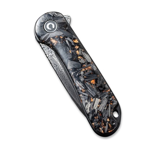 Ніж складаний кишеньковий Civivi Elementum, (7.5 см) Damascus / Carbon Fiber чорний