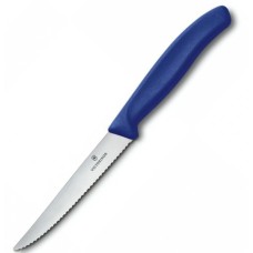 Кухонний ніж Victorinox SwissClassic Steak лезо 11см хвил. з син. ручкою