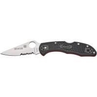 Ніж Spyderco Delica 4, Thin Red Line, напівсерейтор black (C11FPSBKRD)