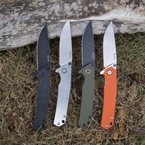 Ніж складаний туристичний Ruike P801-J, (8.6 см) 14C28N /  G10 помаранчевий