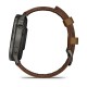 Смарт-годинник Garmin Venu 4 (45 мм) сланцевий з чорним силіконовим ремінцем та коричневим шкіряним