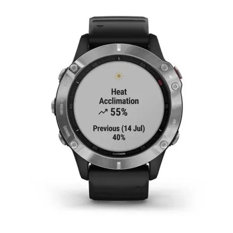 Смарт-часы Garmin fenix 6 серебристые с черным ремешком