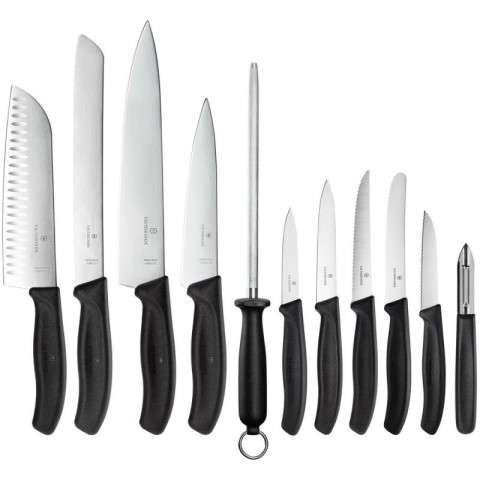 Набір кухонний Victorinox SwissClassic Cutlery Block 11шт з чорн. ручкою з підставкою (9 ножів,точило,овочечистка)