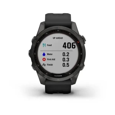 Смарт-годинник Garmin fenix 7S Sapphire Solar карбоново-сірий титановий DLC з чорним ремінцем