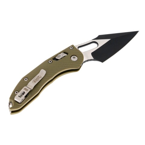 Нож Microtech Stitch S/E Ram-Lock, fluted, черный клинок, рукоять G10 OD green