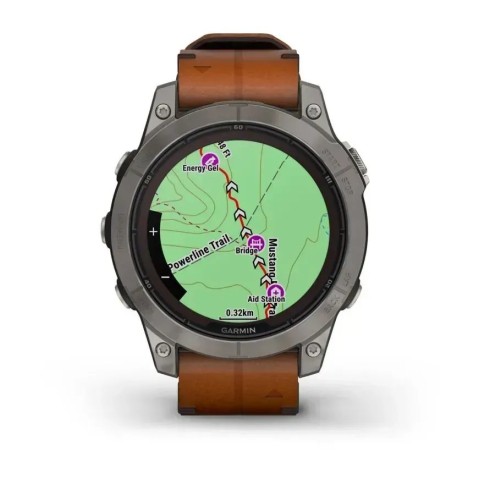 Смарт-часы Garmin fenix 7 Pro Sapphire Solar Edition титановые с каштановым кожаным ремешком
