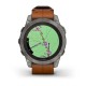 Смарт-часы Garmin fenix 7 Pro Sapphire Solar Edition титановые с каштановым кожаным ремешком