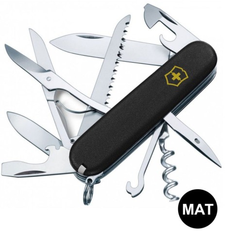 Ніж Victorinox Huntsman Mat 91мм,15функ,чорн.мат,жовт.лого