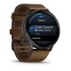 Спортивний годинник Garmin Venu 4 45 мм Slate Black із чорним силіконовим та Brown коричневим шкіряним ремінцями 010-03014-03