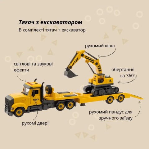 Машинка-конструктор OTAMANKO АВТОКОНСТРУКТОР Вантажівка тягач з екскаватором