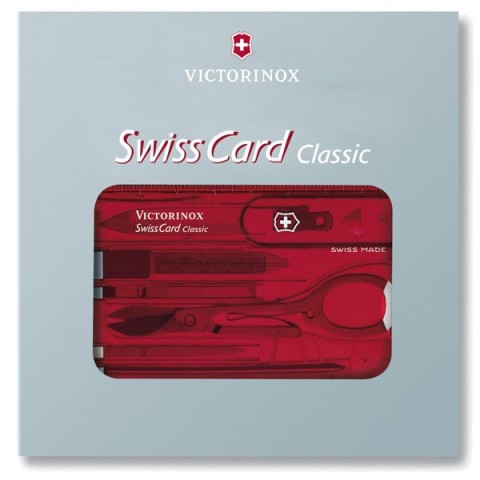 Ніж Victorinox Swisscard 82х54х4мм,10функ,черв.прозор