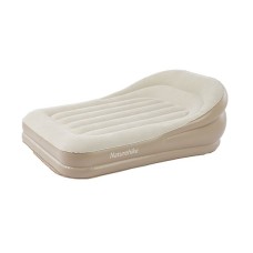 Матрац кемпінговий надувний двомісний Naturehike CNK2300DZ020, 180x132x60 см, бежевий із вбудованим насосом для надування