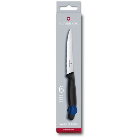 Набір кухонний Victorinox SwissClassic Steak Gift Set 6 ножів лезо 11см хвил. з син. ручкою