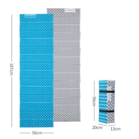 Килимок туристичний складаний одномісний IXPE Naturehike Thickened NH20FCD07 кемпінговий з алюмінієвою плівкою, 187x56x2,5 см, блакитний