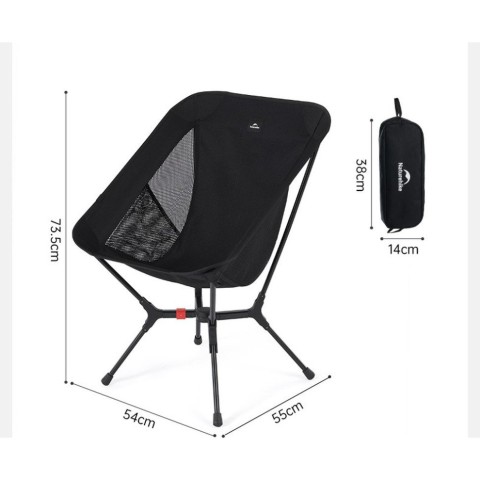 Стілець складаний ультралегкий Naturehike CNK2550JJ013 Yamami YL01, розмір М, алюміній, сірий